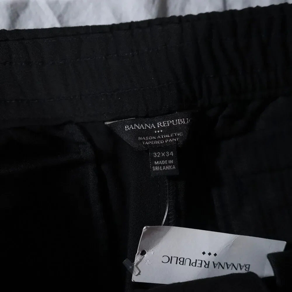 Banana Republic Mason Athletic Tapered Pants Black 32x34 NWT